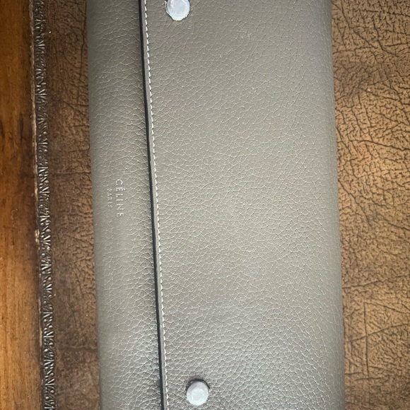 Celine Gray/Olive Leather Wallet - Picture 1 of 12